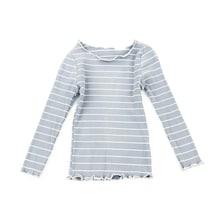 Shein Toddler Girls Lettuce Edge Trim Striped Sweater