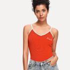 Shein Slogan Embroidered Ribbed Cami Bodysuit
