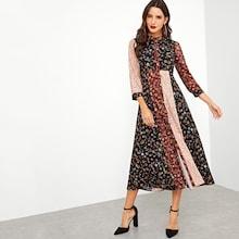 Shein Calico Print Cut And Sew Dress