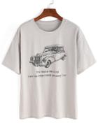 Shein Grey Car Print T-shirt