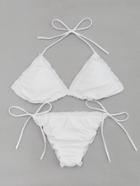 Shein Ruffle Design Side Tie Halter Bikini Set