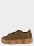 Shein Lace Up Suede Sneakers Olive