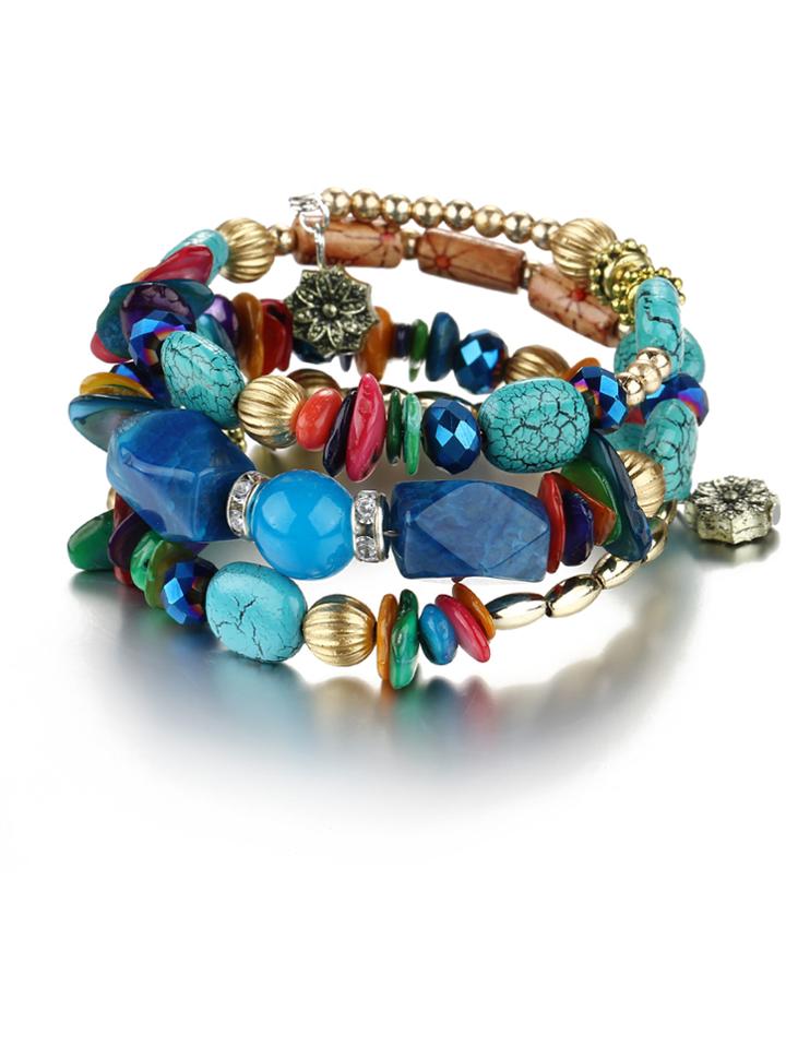 Shein Mix Shape Charm Beaded Layered Bracelet