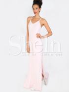 Shein Light Pink Spaghetti Strap Split Side Maxi Dress