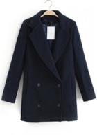 Rosewe Trendy Long Sleeve Double Breasted Navy Blue Coat