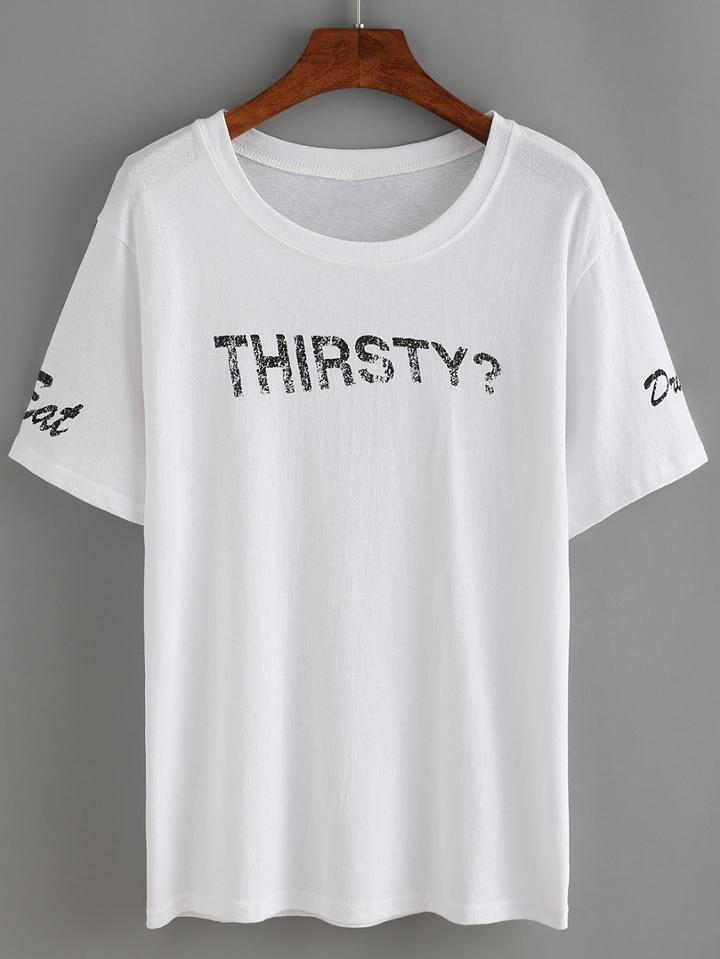 Shein Letter Print Simple T-shirt