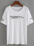 Shein Letter Print Simple T-shirt