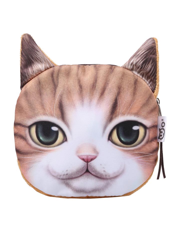 Shein Yellow Cat Pattern Zipper Purse
