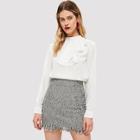 Shein Ruffle Detail Mock Neck Top