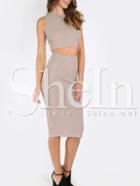 Shein Mock Neck Ribbed Top With Skirt