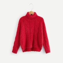 Shein Girls Cable Knit Fuzzy Jumper