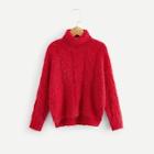 Shein Girls Cable Knit Fuzzy Jumper