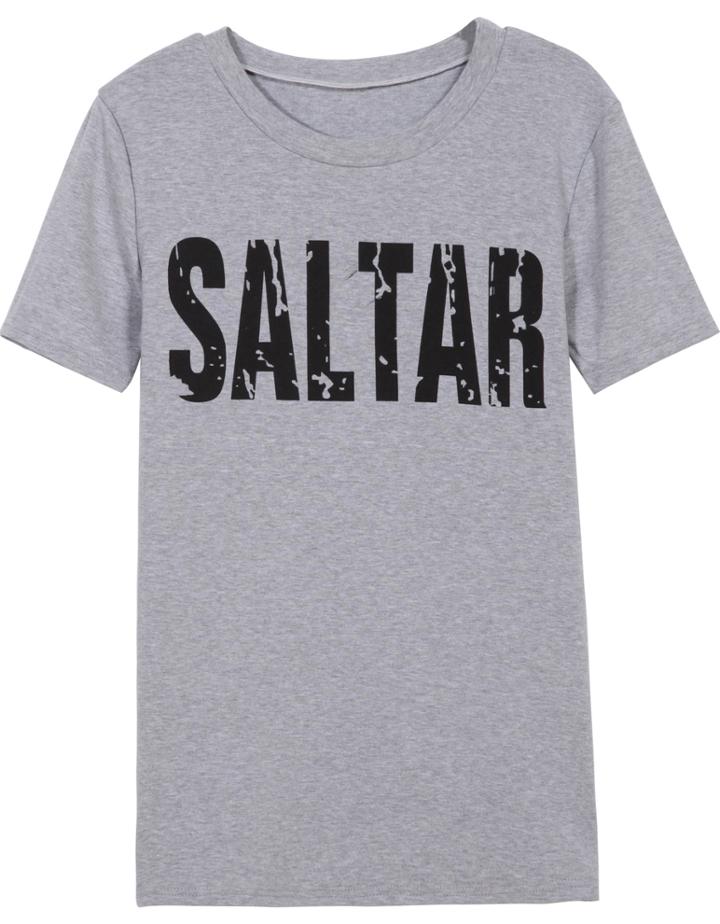 Shein Grey Letter Print Short Sleeve T-shirt