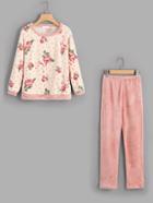 Shein Flower Print Pullover Pajama Set
