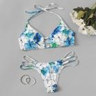 Shein Ladder Cut-out Random Floral Bikini Set