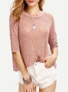 Shein Pink Half Sleeve Loose Blouse