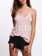 Shein Pink Backless Spaghetti Strap Camis Top