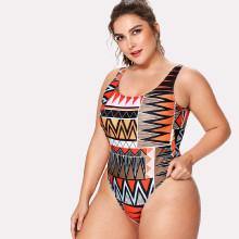 Shein Plus Geometric Pattern Swimsuit