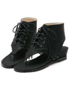 Shein Black Lace-up Ankle Cuff Thong Sandals