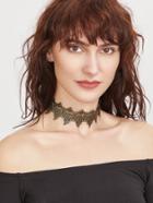 Shein Gold Embroidered Lace Choker