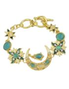 Shein New Model Cheap Colored Rhinestone Moon Star And Sun Charm Bracelet Jewelry