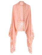 Shein Pink Lace Trim Sheer Scarf
