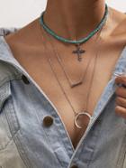 Shein Cross & Horn Pendant Chain Necklace