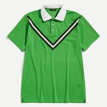 Shein Men Contrast Collar Chevron Polo Shirt