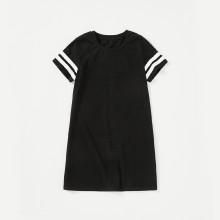 Shein Girls Varsity Striped Sleeve Dress