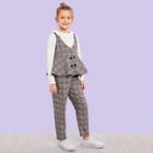 Shein Girls Button Front Plaid Vest & Pants Set