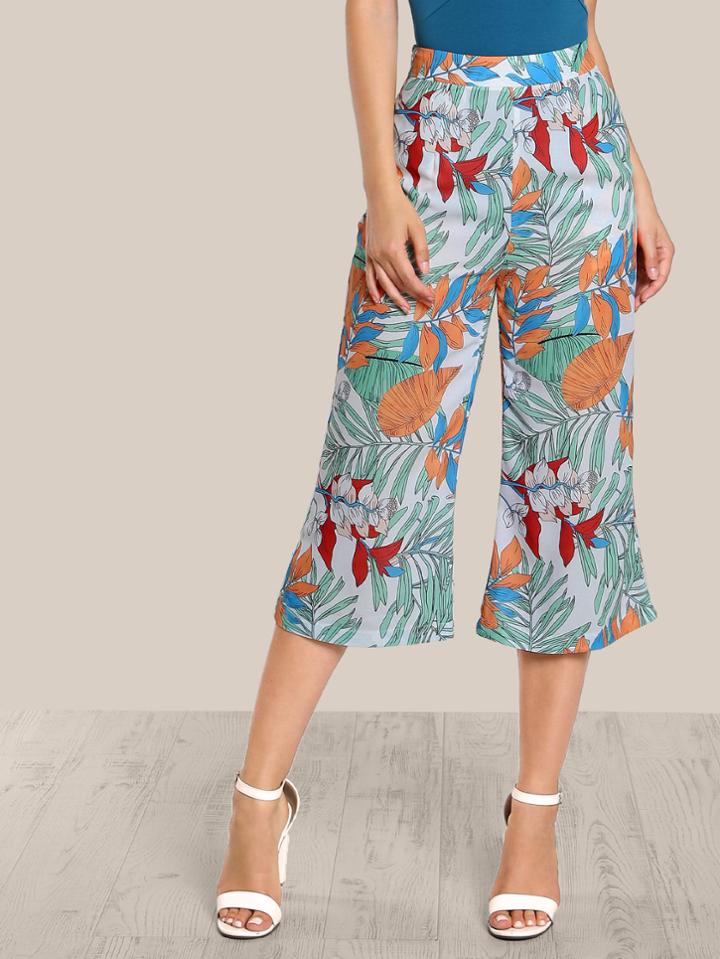Shein Jungle Print Wide Leg Pants