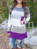 Shein Color Block Crew Neck Pockets T-shirt