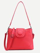 Shein Red Faux Leather Button Closure Convertible Shoulder Bag