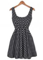 Rosewe Fashionable Polka Dot Print Round Neck Woman Dress