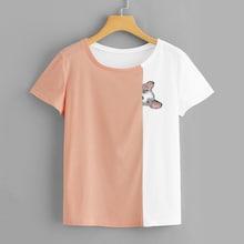Shein Dog Print Colorblock Tee