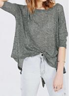 Rosewe Round Neck Back Slit Loose T Shirt