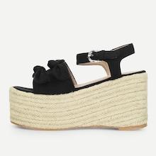 Shein Double Bow Detail Espadrille Flatform Sandals
