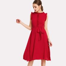 Shein Frill Detail Self Belted Dress