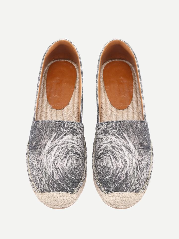 Shein Graphic Print Cap Toe Espadrille Flats