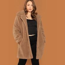 Shein Plus Button Up Teddy Coat
