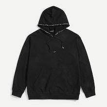 Shein Men Letter Tape Hooded Pocket Front Sweatshirt