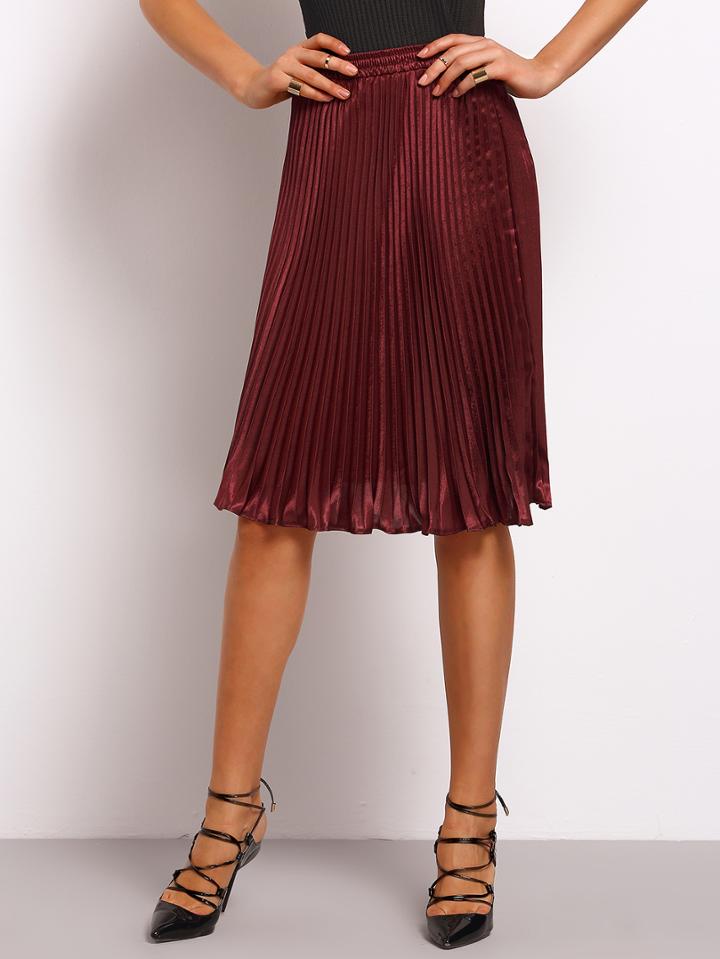 Shein Burgundy High Waist Midi Dress