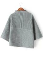 Shein Grey Stand Collar Asymmetrical Knit Sweater