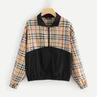 Shein Cut And Sew Plaid Jacket