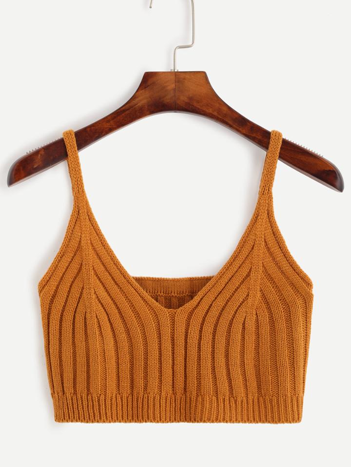 Shein Brown Knit Crop Cami Top