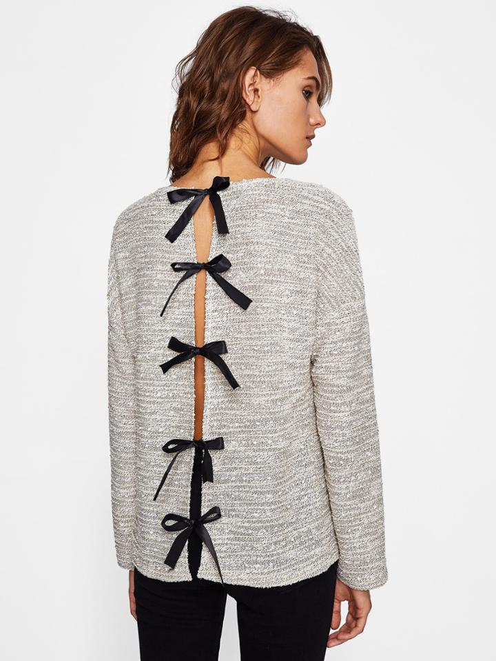 Shein Slit Bow Back Knit Top