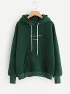 Shein Contrast Slogan Embroidery Hoodie