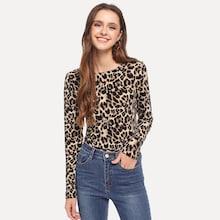 Shein Slim Fitted Leopard Print Tee