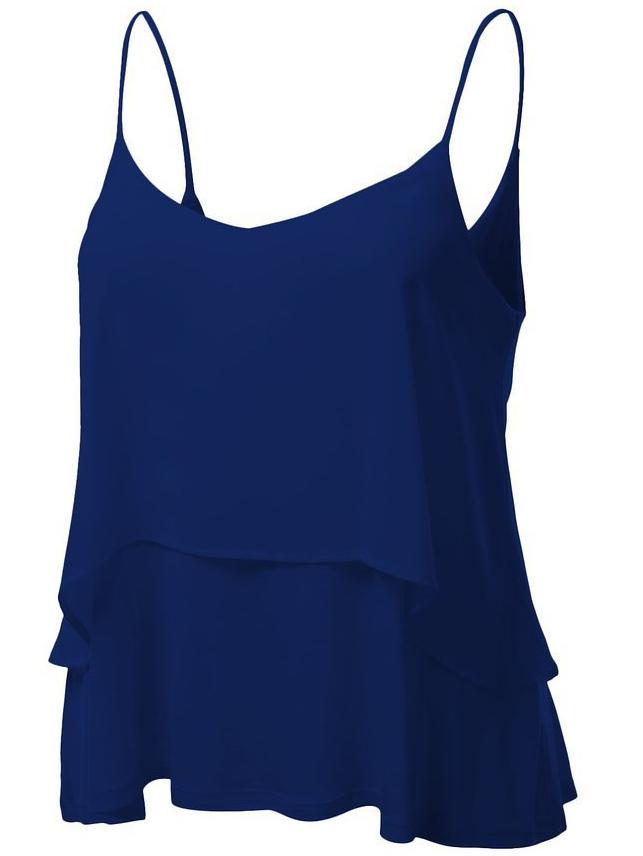 Shein Layered Chiffon Cami Top - Navy
