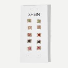 Shein Two Tone Rhinestone Stud Earrings 5pairs